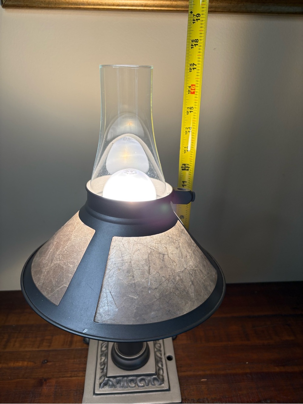 Antique-Style Silver Mica Bouillotte Hurricane Lamp - Picture 9 of 13